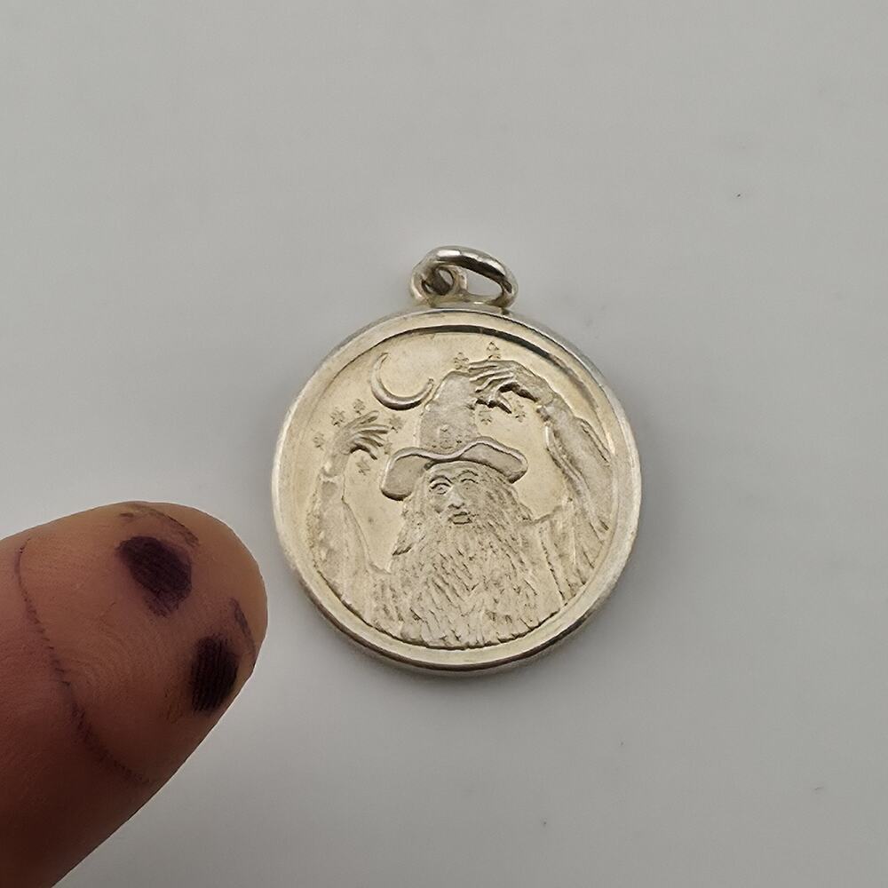 .999 Fine Silver Wizard & Phoenix Coin Pendant Fantasy Magic Charm